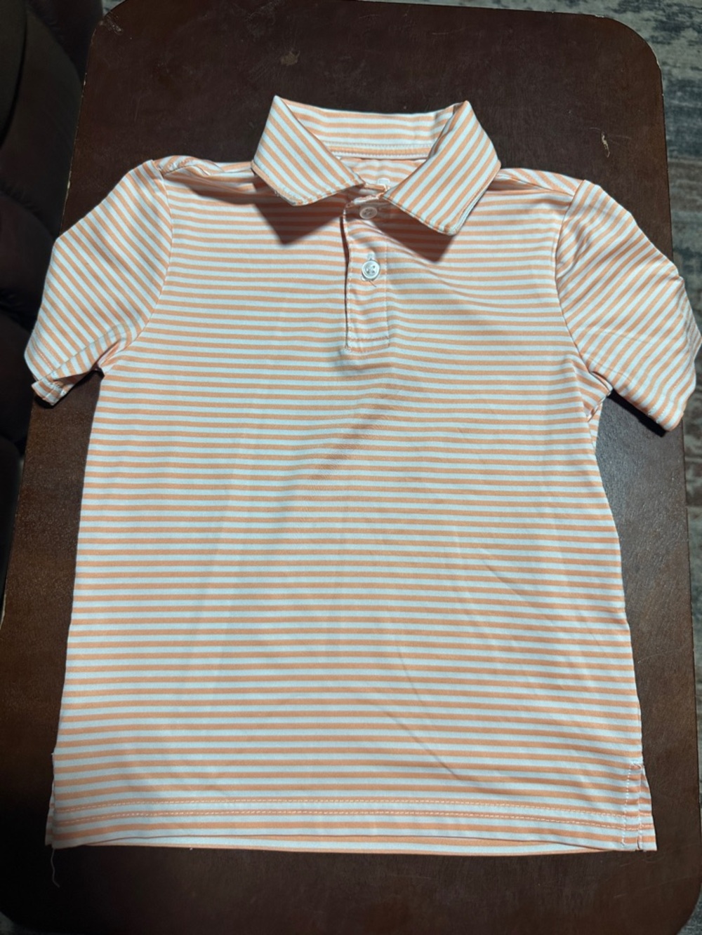 Class Club Peach & White Striped Polo